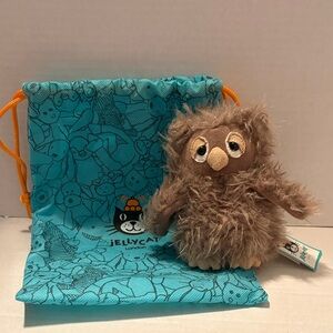 NWT Retired Jellycat Fuzzy Brown Bonbon Owl Plush
